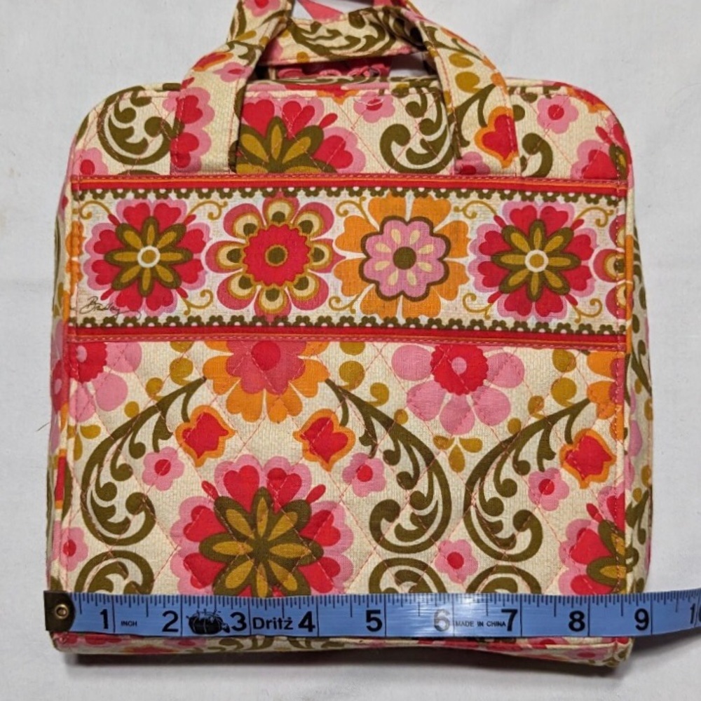 Vera Bradley Pink Floral Quilted Folkloric Pink Tech Organizer Toiletry Bag Tote - Picture 11 of 13
